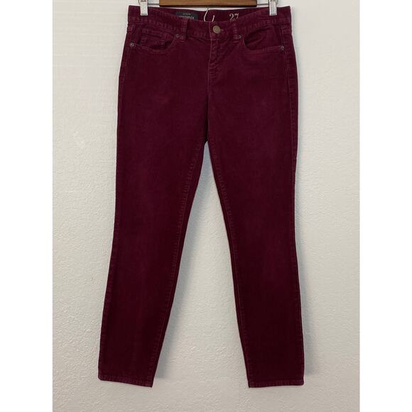 J. Crew Toothpick Size 27 Ankle Burgundy Corduroy Pants Slim Straight Casual - Picture 1 of 9